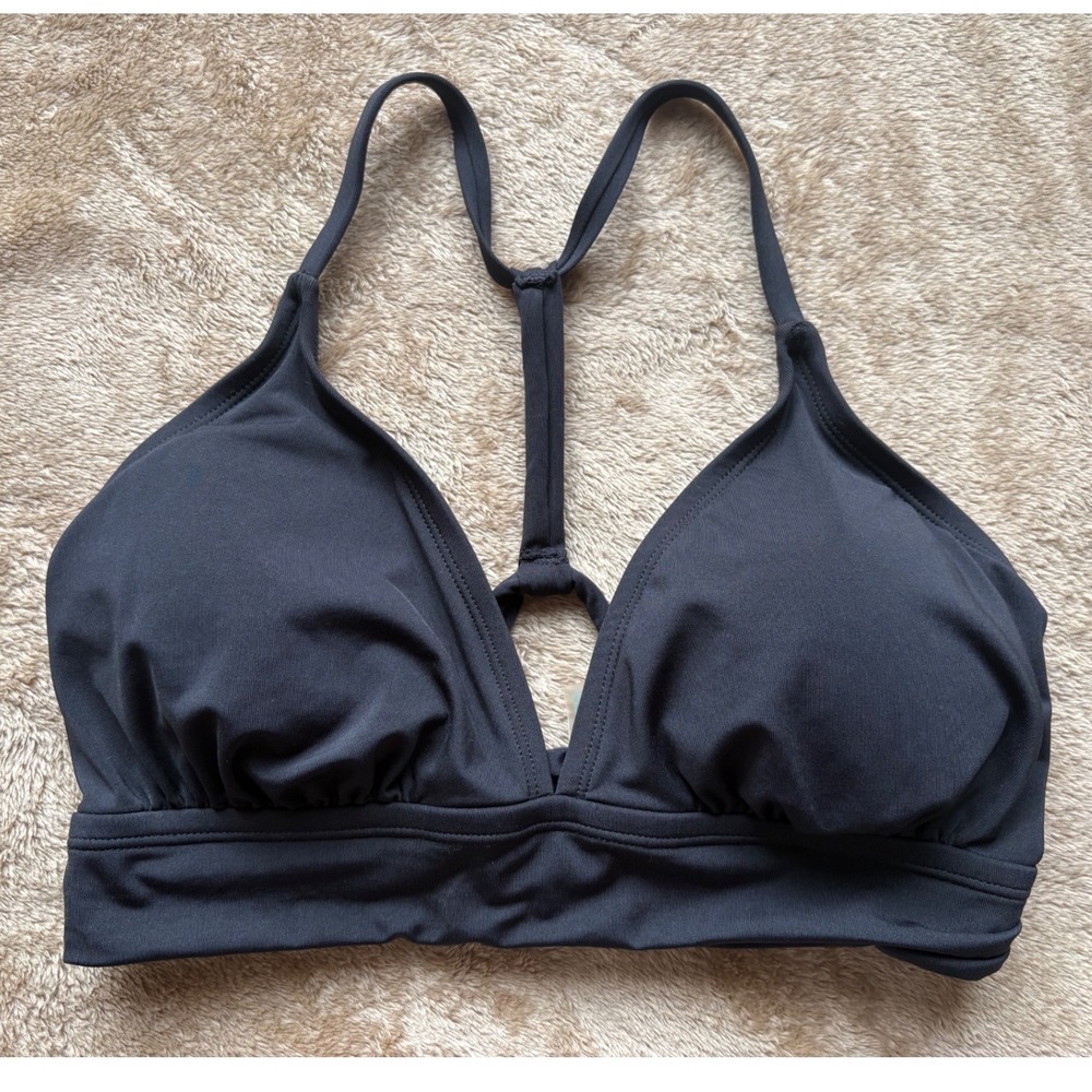 Carve Designs Black T-Back Bikini Top V-Neck Recycled D/DD Cup Large
